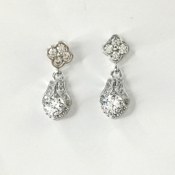Vintage Revival Sterling Silver CZ Earrings - Picture 1 of 7